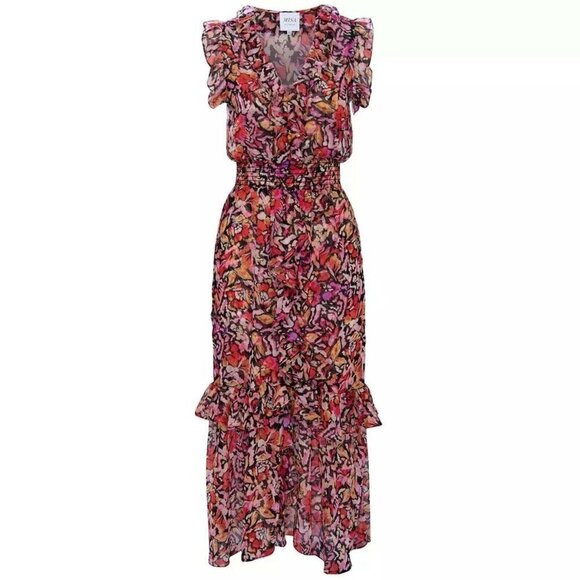 Misa Los Angeles Kidada Dress in Fire Flora Medium New Womens Midi - Picture 12 of 13